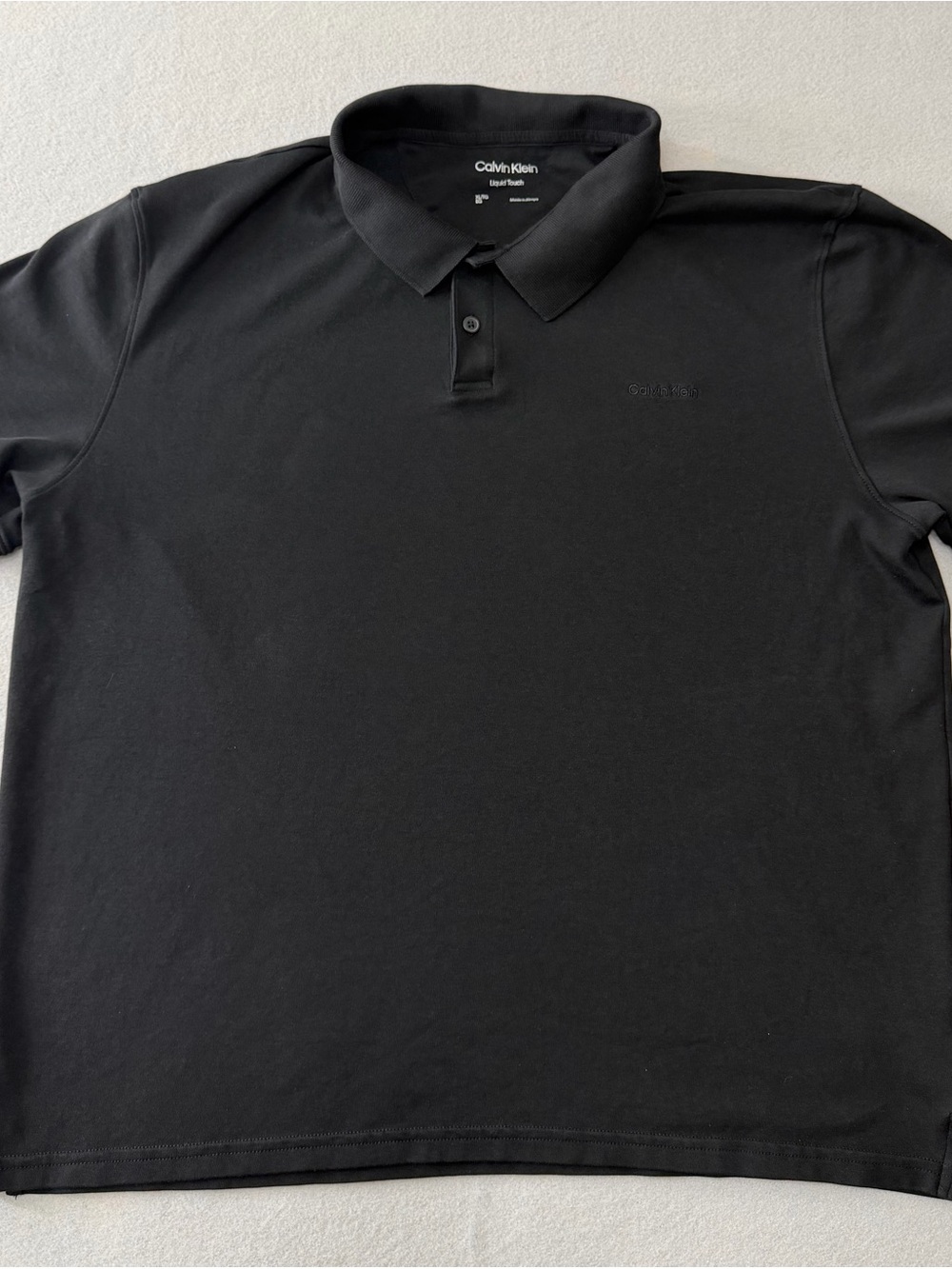228/00 Calvin Klein Liquid Touch Polo Shirt Men’s XL Black Short Sleeve